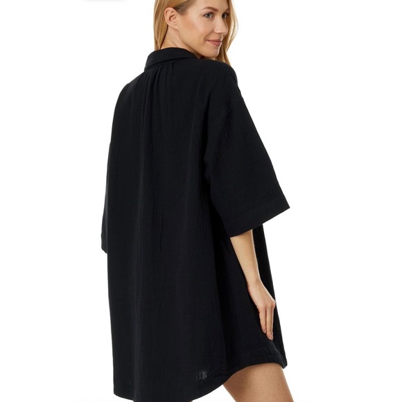 MADEWELL Black light spun Isla mini gauze coverup shirt dress NWT Size Medium - Picture 7 of 10